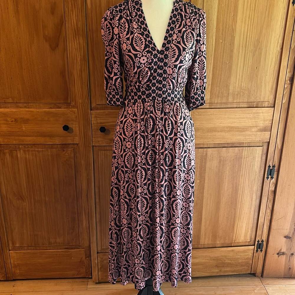 Boden Pink and Navy knit maxi dress